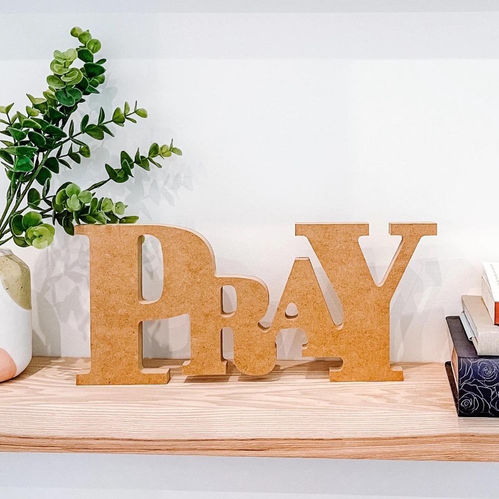 Small Wood Word Cutout - Pray